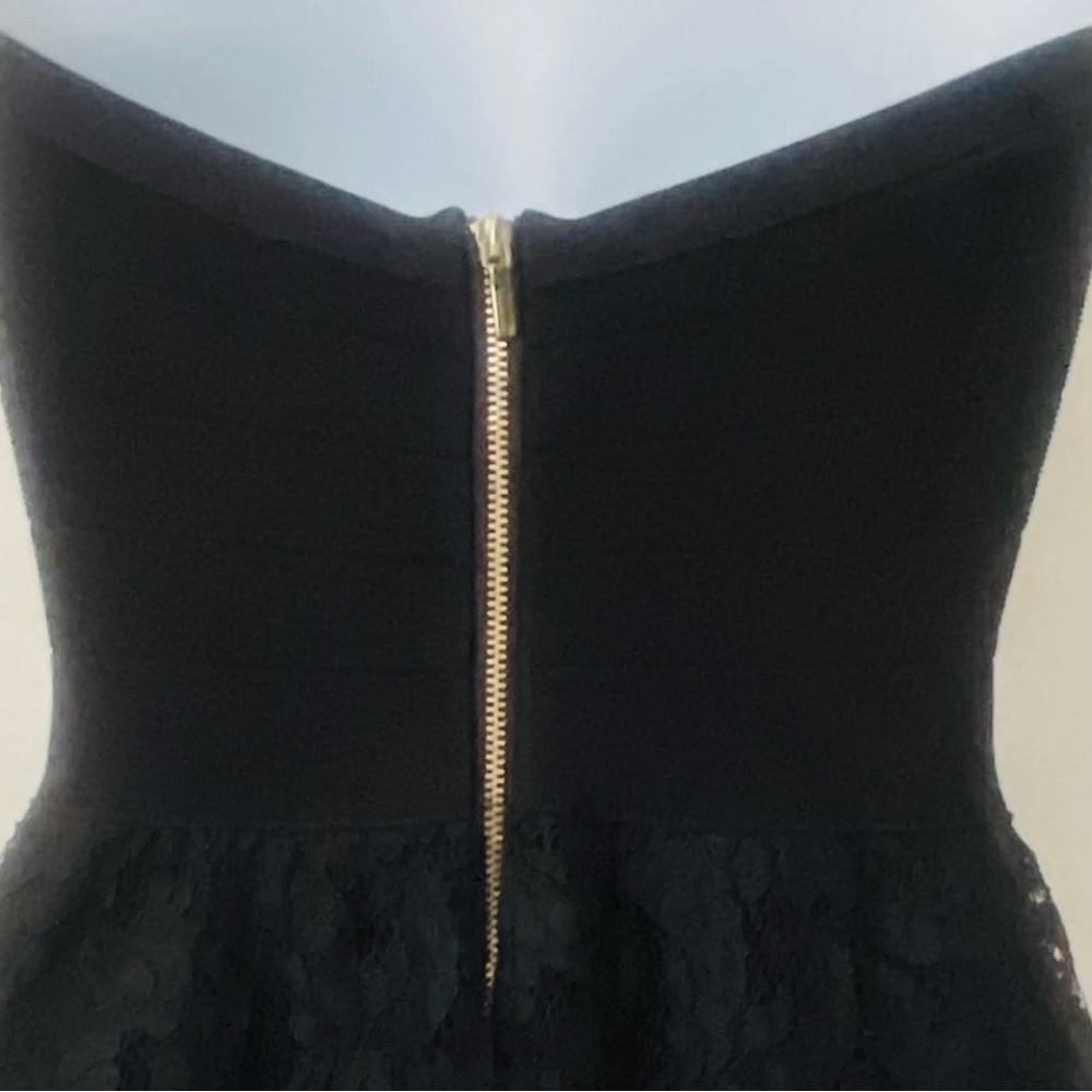 NWT Bebe Women's Black Strapless Tube Lace Maxi Dress, size Small - Picture 9 of 12